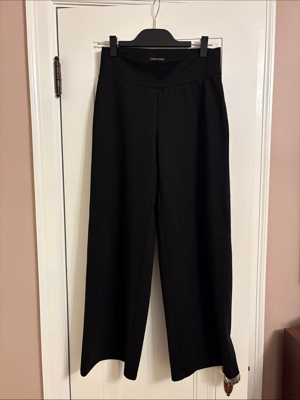 Eileen Fisher Black Wide-Leg Ponte Trousers